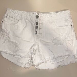 No Boundaries White Distressed Jean Shorts